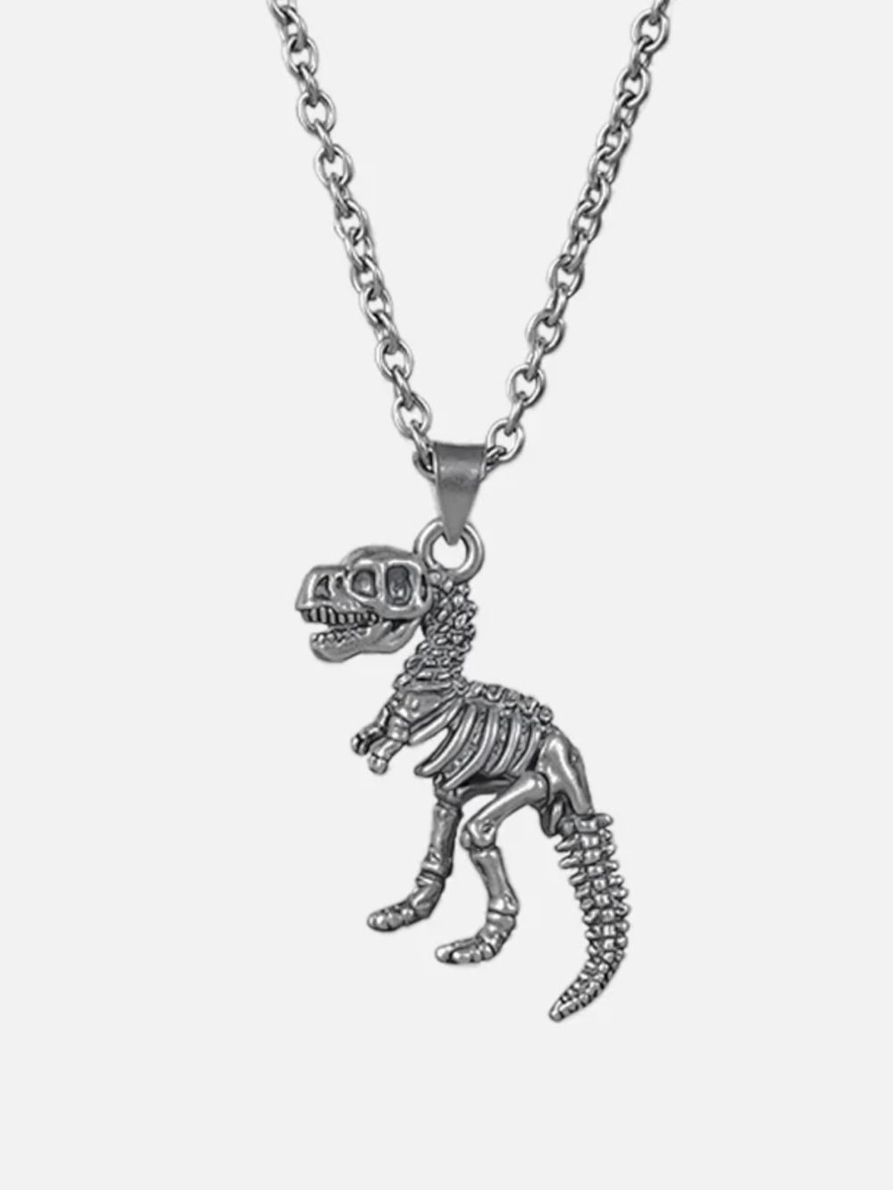 New Punk Youth Silver Dinosaur Skeleton Pendant Necklace